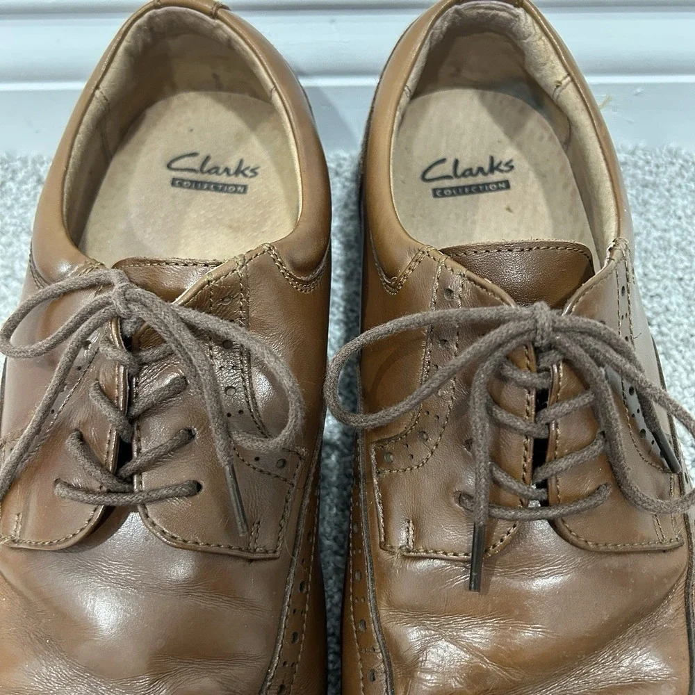 Clarks Collection Men's Size 10.5 Brown Leather Wingtip Oxford Dress‎ Shoes